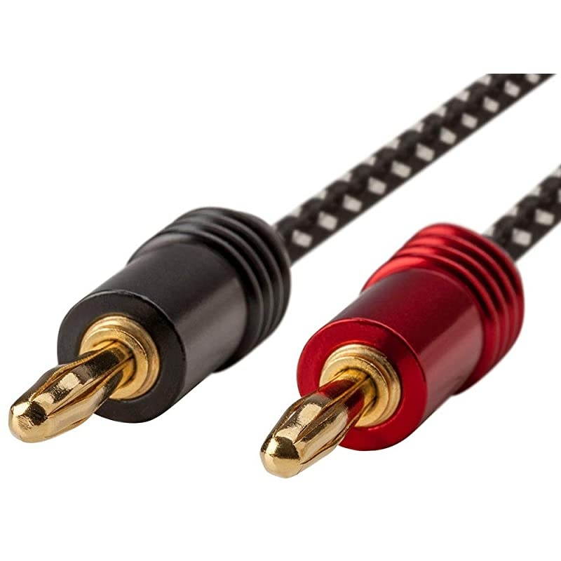 Premium Braided Speaker Wire 14AWG With Gold Plated Banana Plug Connectors Affinity Series 1 Pack 3 Foot