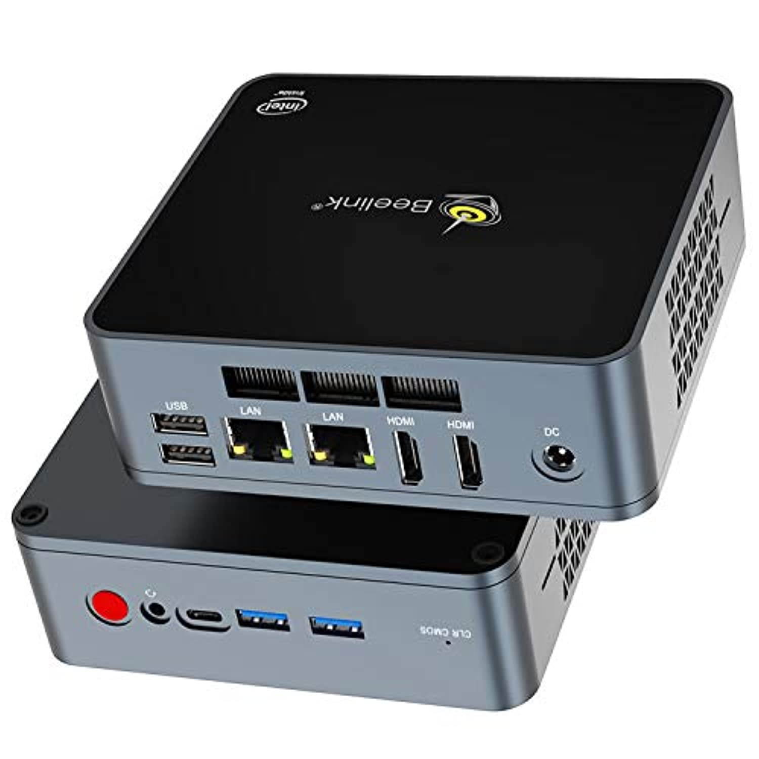 Beelink GK55 Mini PC Windows10 Pro( and ubuntu) Intel Celeron J4125 Processor 8GB RAM DDR4L/256GB SSD, 4K@60Hz, Dual Gigabit Ethernet, Dual Band WiFi, 4K HD, Dual HDMI, Mini Computer Support Auto Powe