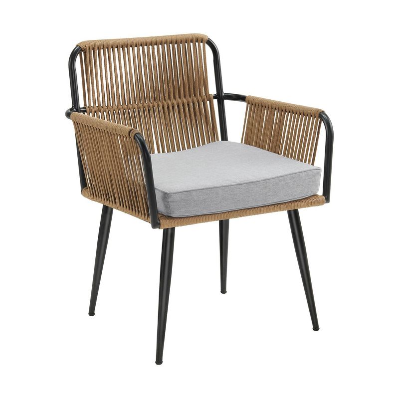 Alburgh 5pc Outdoor Set with Four Rope Chairs & Table - Beige - Alaterre Furniture