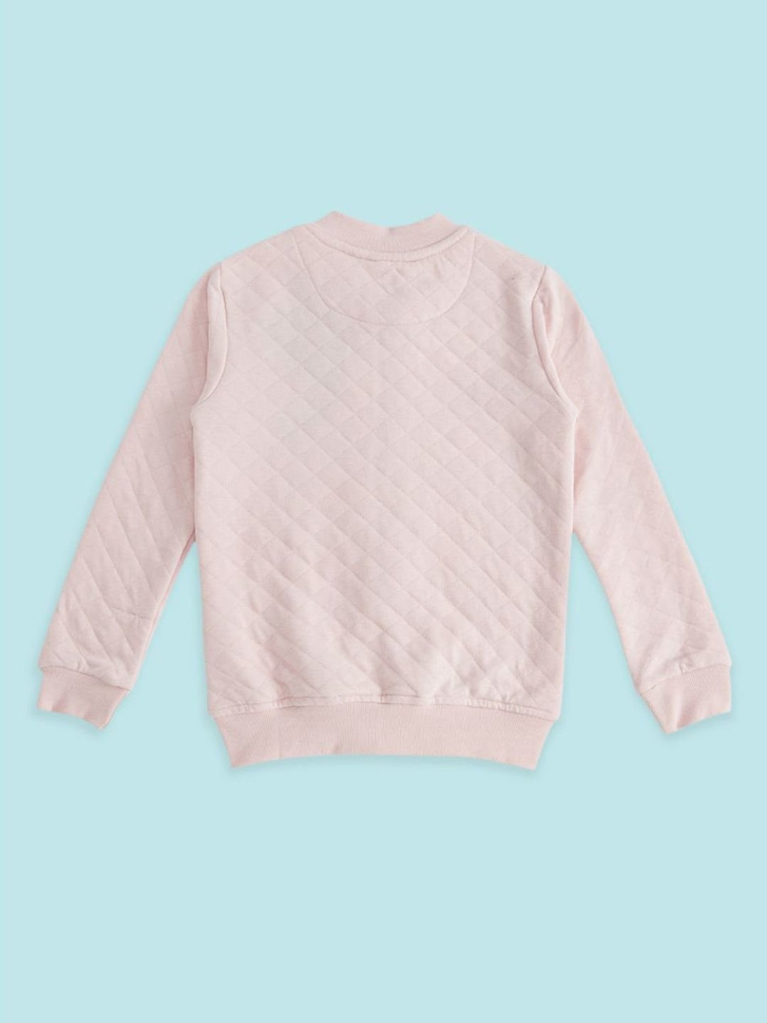 Pantaloons Junior Pink Cotton Embroidered Full Sleeves Sweater