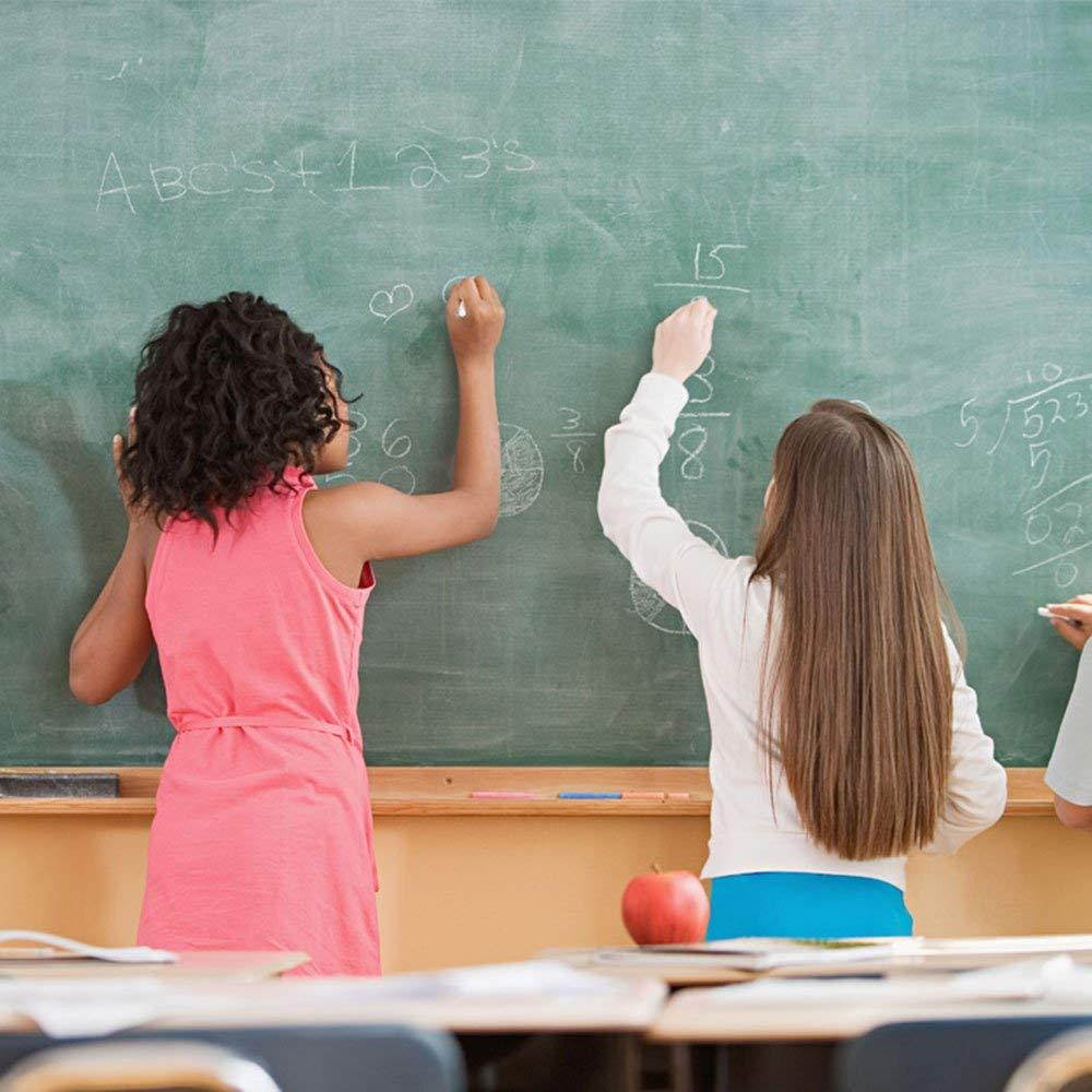 Chalkboard Contact Paper - Chalkboard Sticker Wall Decal with 5 Colored Chalks - Self-Adhesive Wall Sticker Wall Paper Blackboard Wall Decals for School,Office, Home(18"x40", Black)