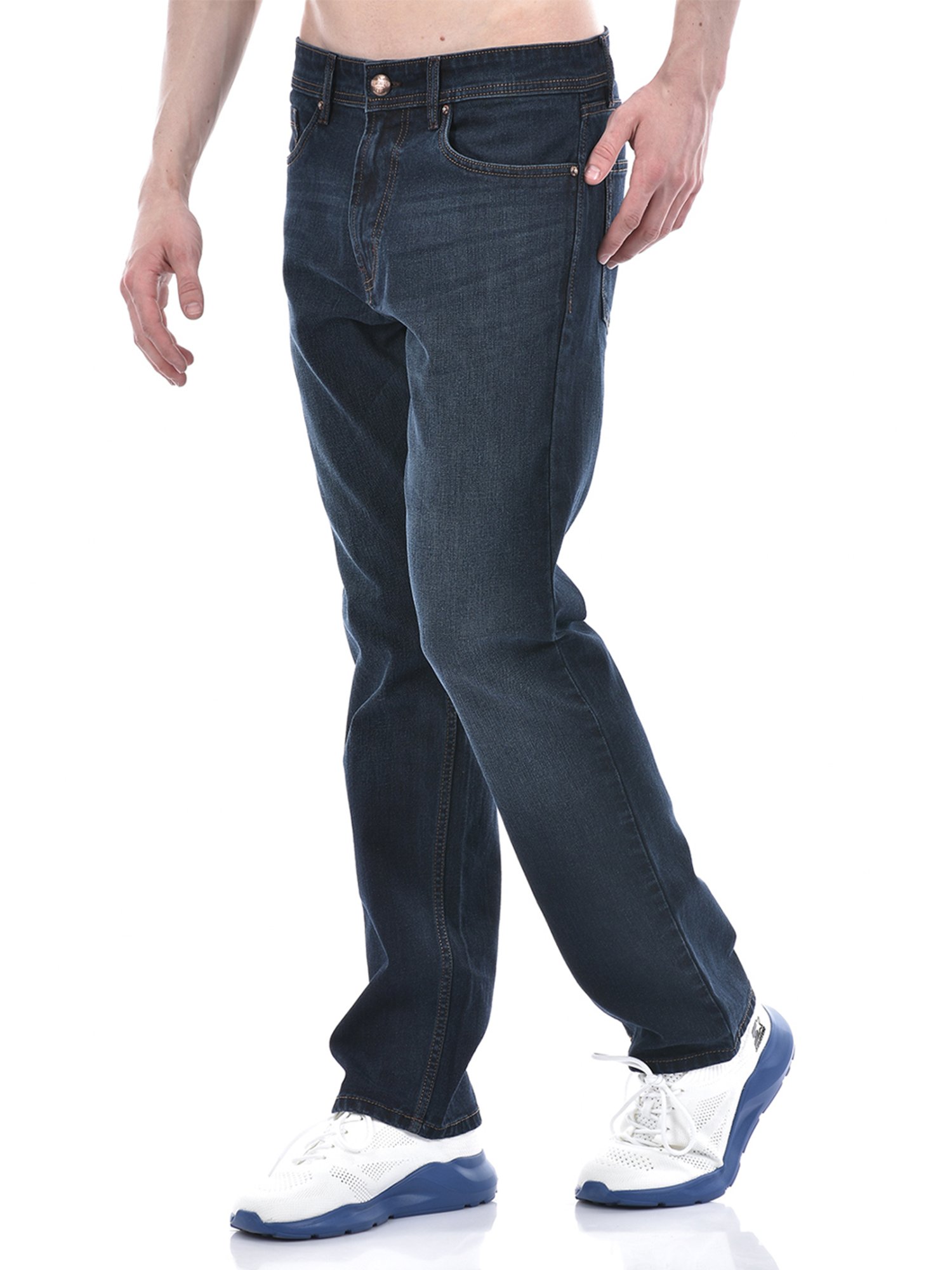 NUMERO UNO Dark Blue Tapered Fit Lightly Washed Jeans