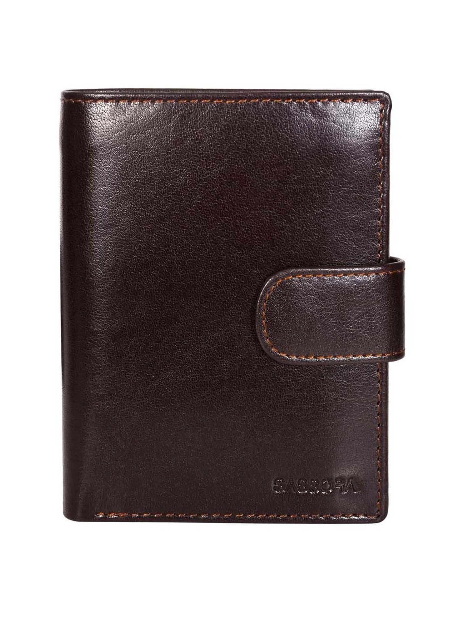 SASSORA Brown Casual Leather Rfid Bi-Fold Wallet for Men
