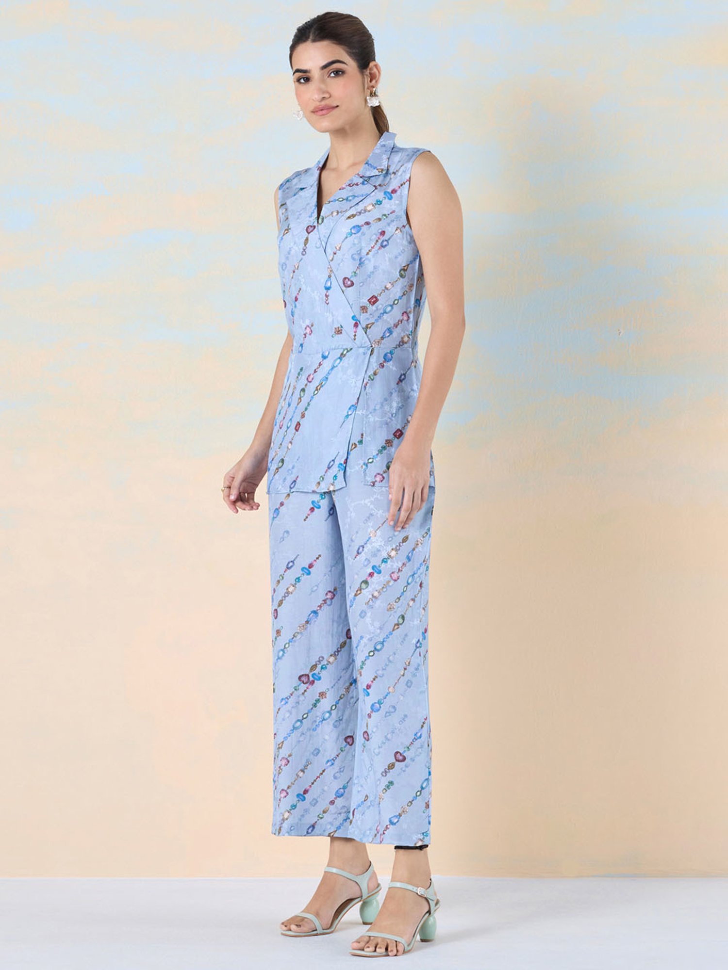 navyasa by liva Blue Printed Jumpsuit