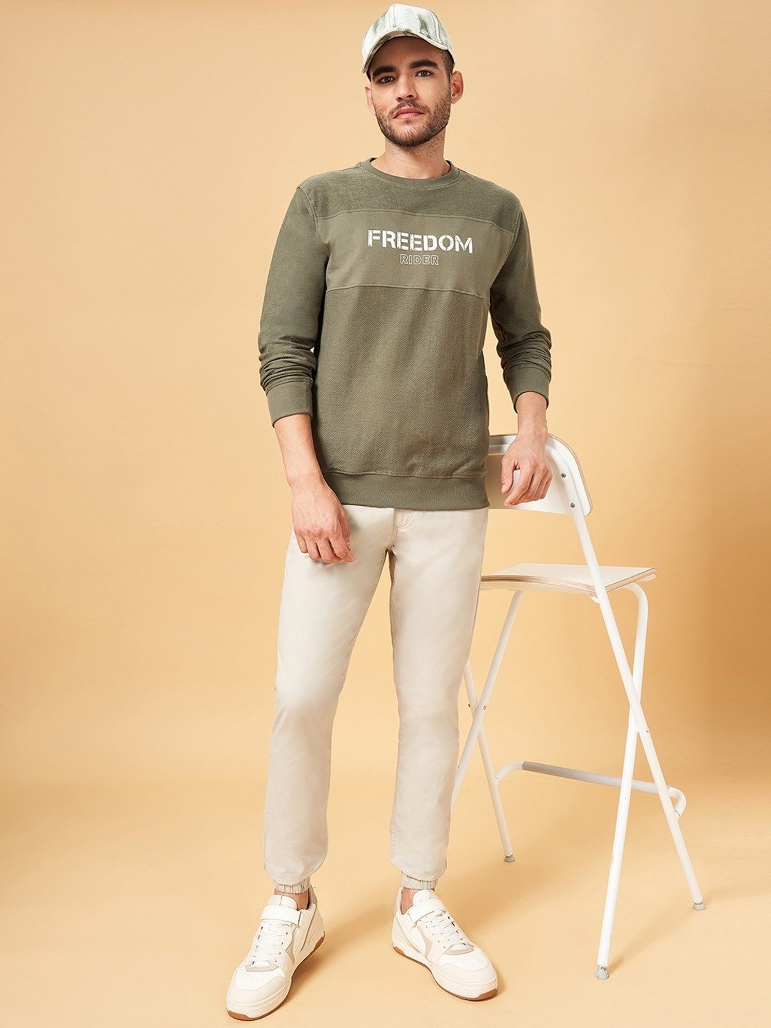 Urban Ranger by Pantaloons Light Beige Cotton Slim Fit Joggers