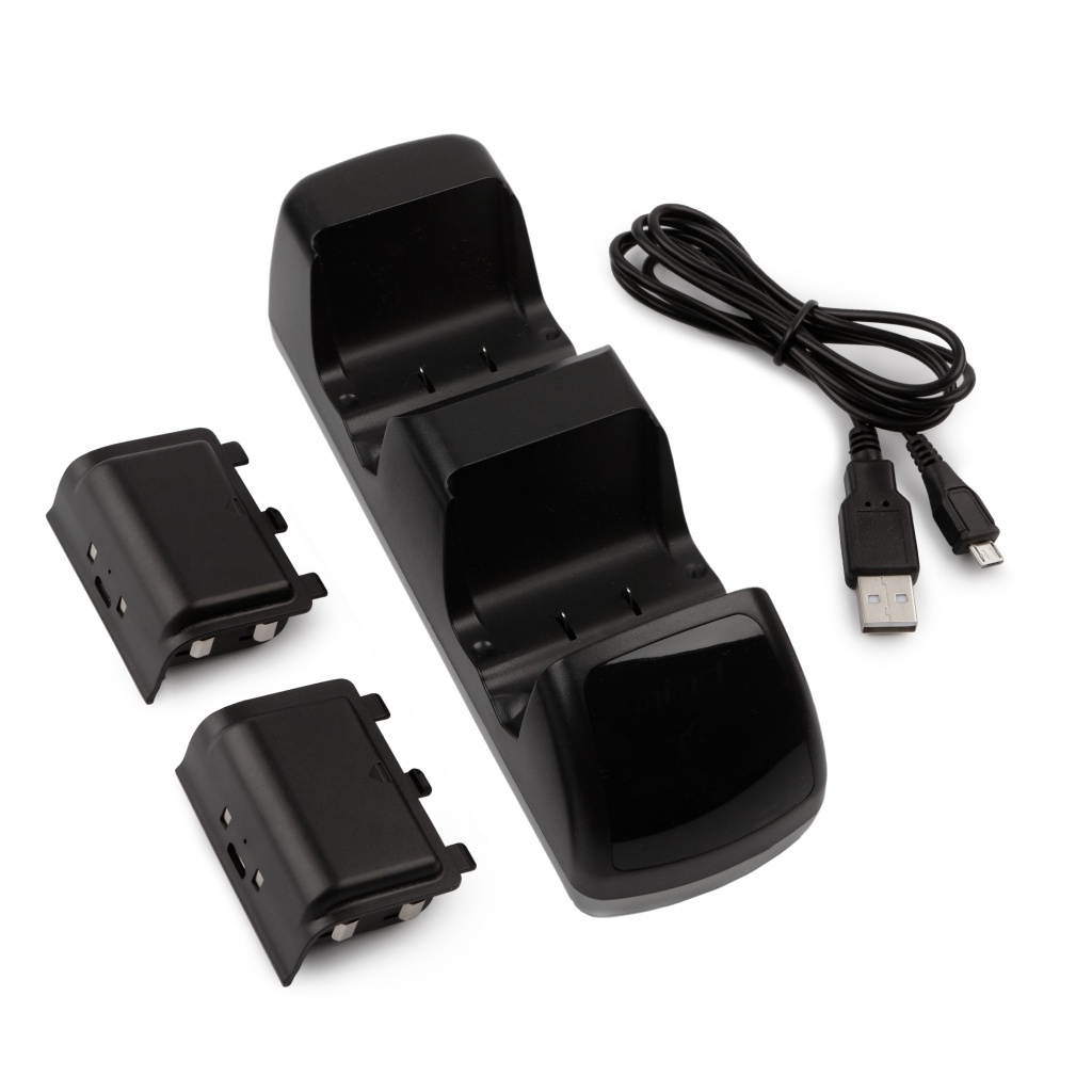 REYTID Dual Controller Charging Dock Compatible with Xbox One X Slim - Includes 2 Rechargeable Batteries - Cradle Port Battery