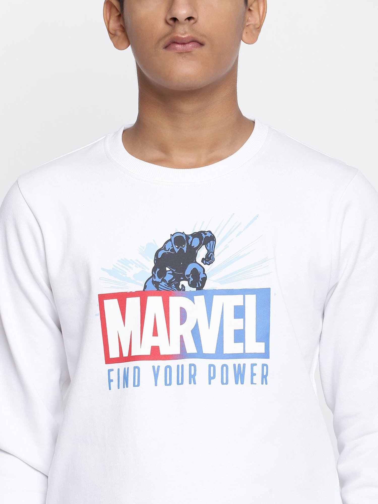 Lil Tomatoes Kids White Printed Full Sleeves Marvel Sweatshirt