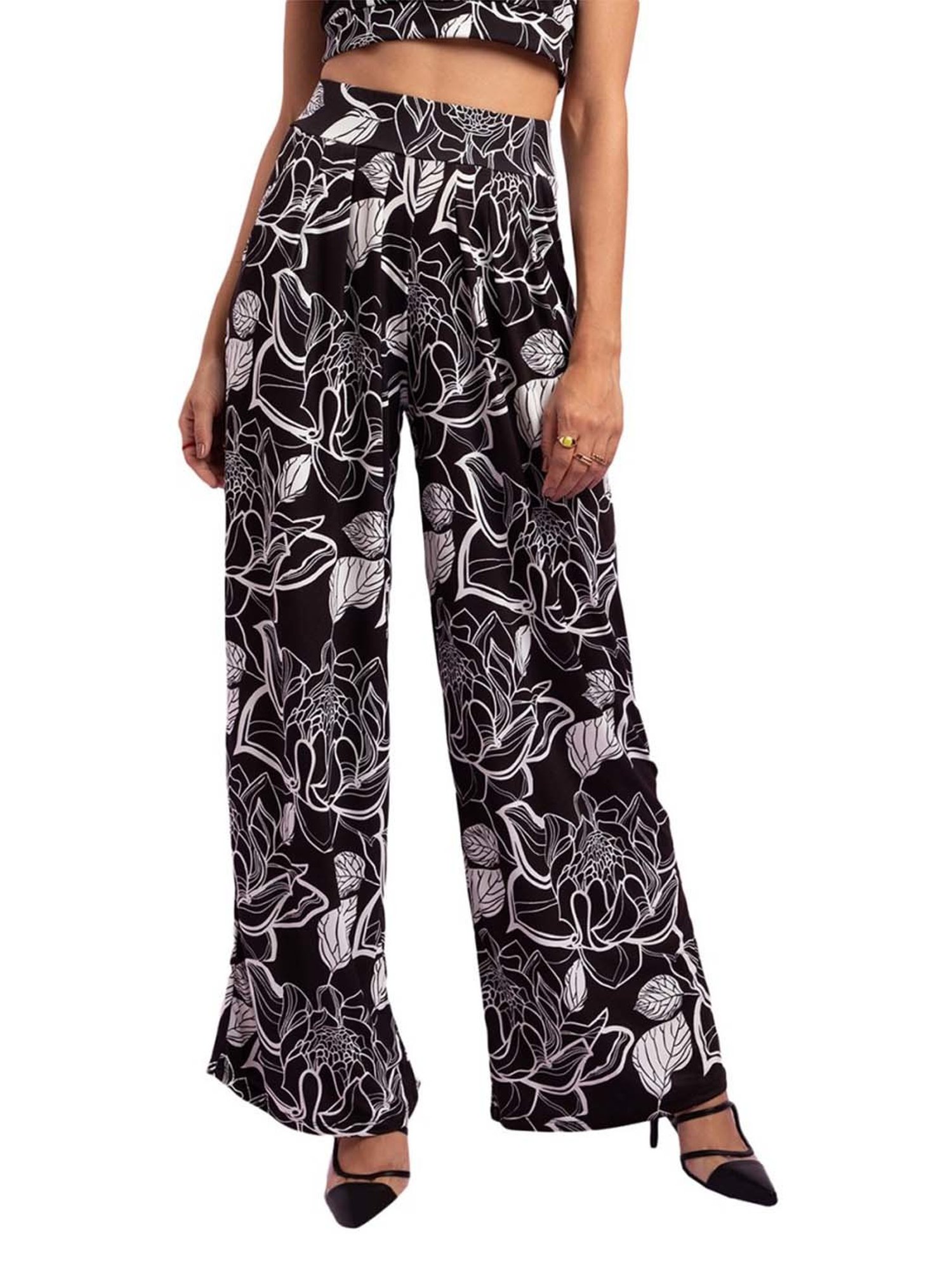 KENDALL + KYLIE Black Printed Parallel Pants