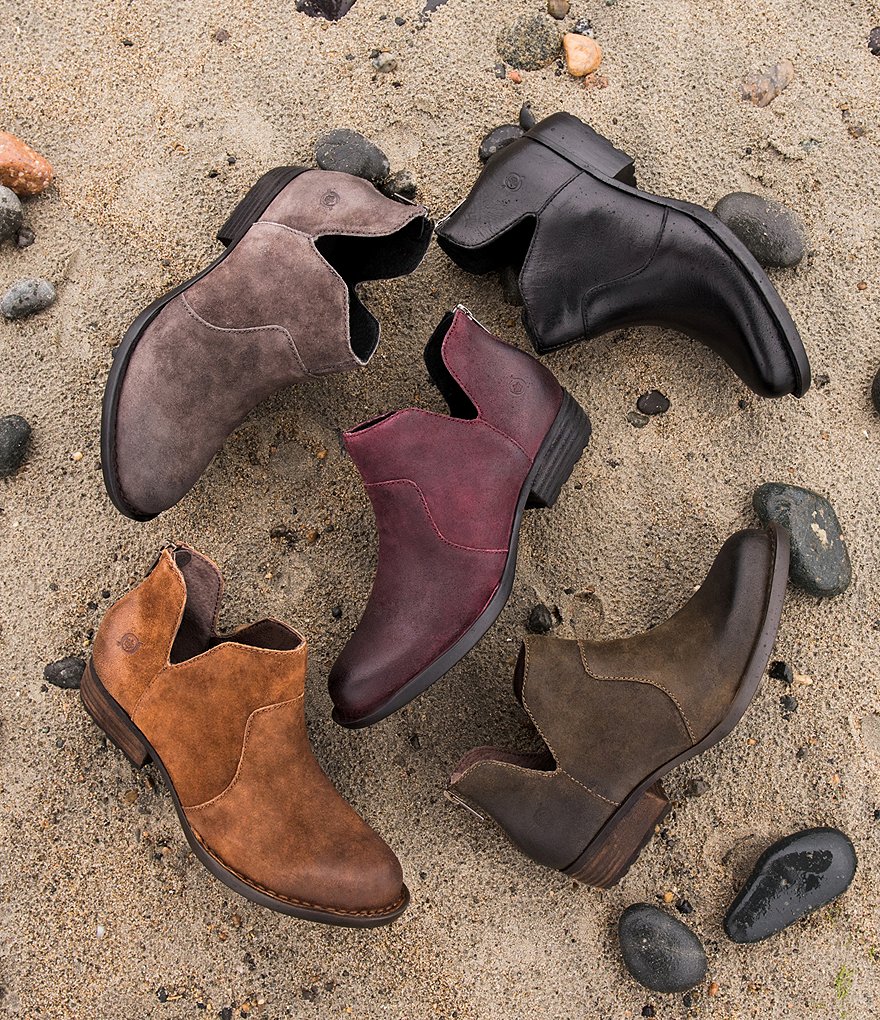 Born Kerri Leather Ankle Block Heel Booties