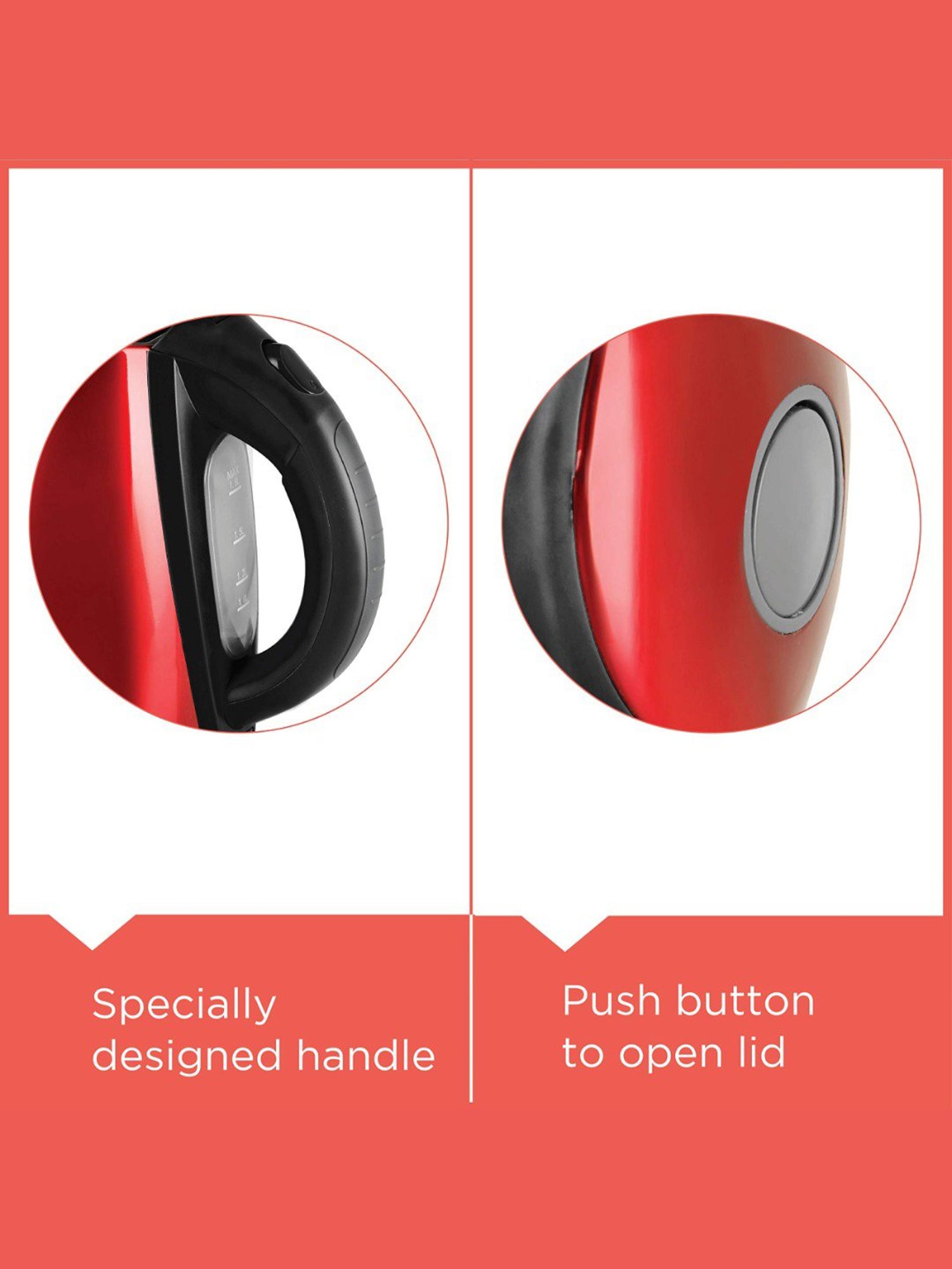 BLACK+DECKER BXKE1801IN Electric Kettle 2200W, 1.8L (Red)