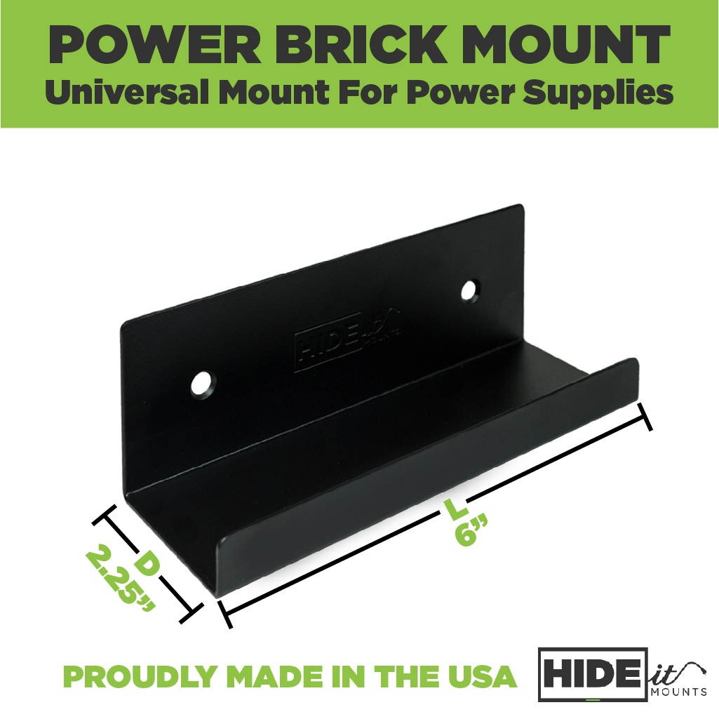 HIDEit Power Brick Mount - Universal Wall Mount for Power Supplies - Made in the USA
