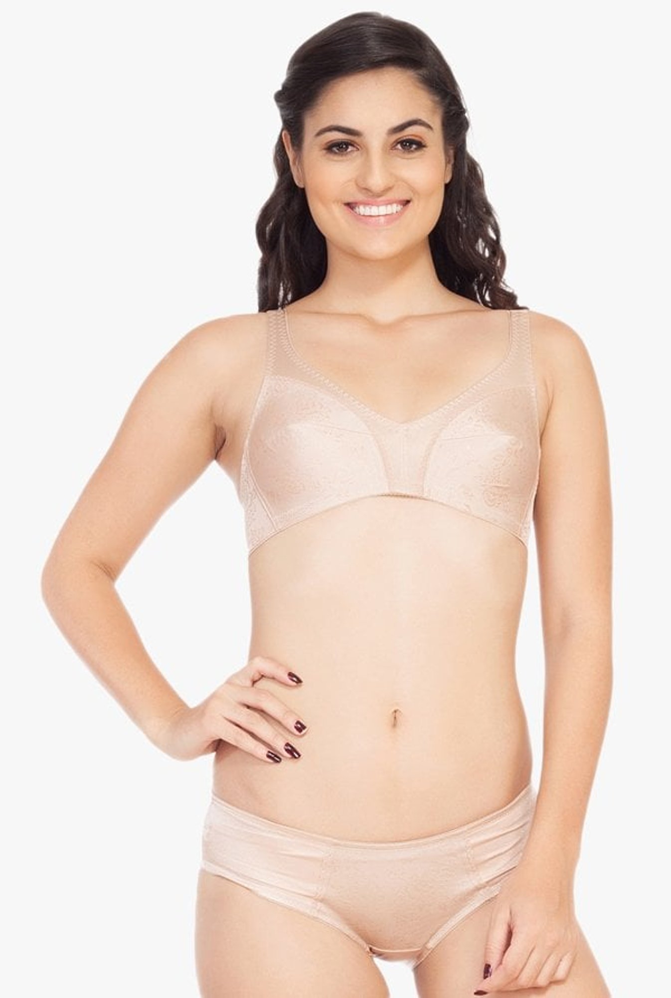 Soie Beige Minimizer Bra & Hipster Panty