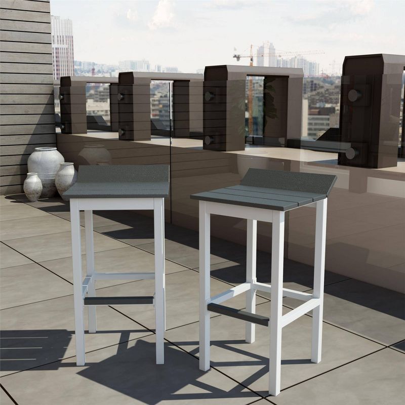 Ariesa 2pk Outdoor Bar Stools - White & Gray - CosmoLiving