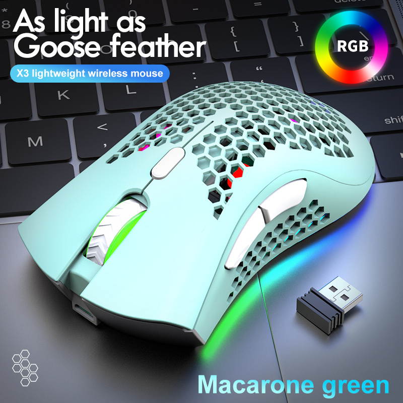 X3 E-sport Wireless Mouse RGB Dual Mode Gaming Mechanical Macro Computer Notebook Mouse Ultralight Honeycomb Shell Mouse