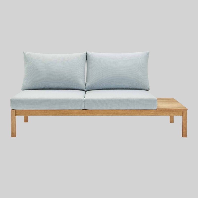 Freeport Karri Wood Outdoor Patio Loveseat with Left-Facing Side End Table - Blue - Modway