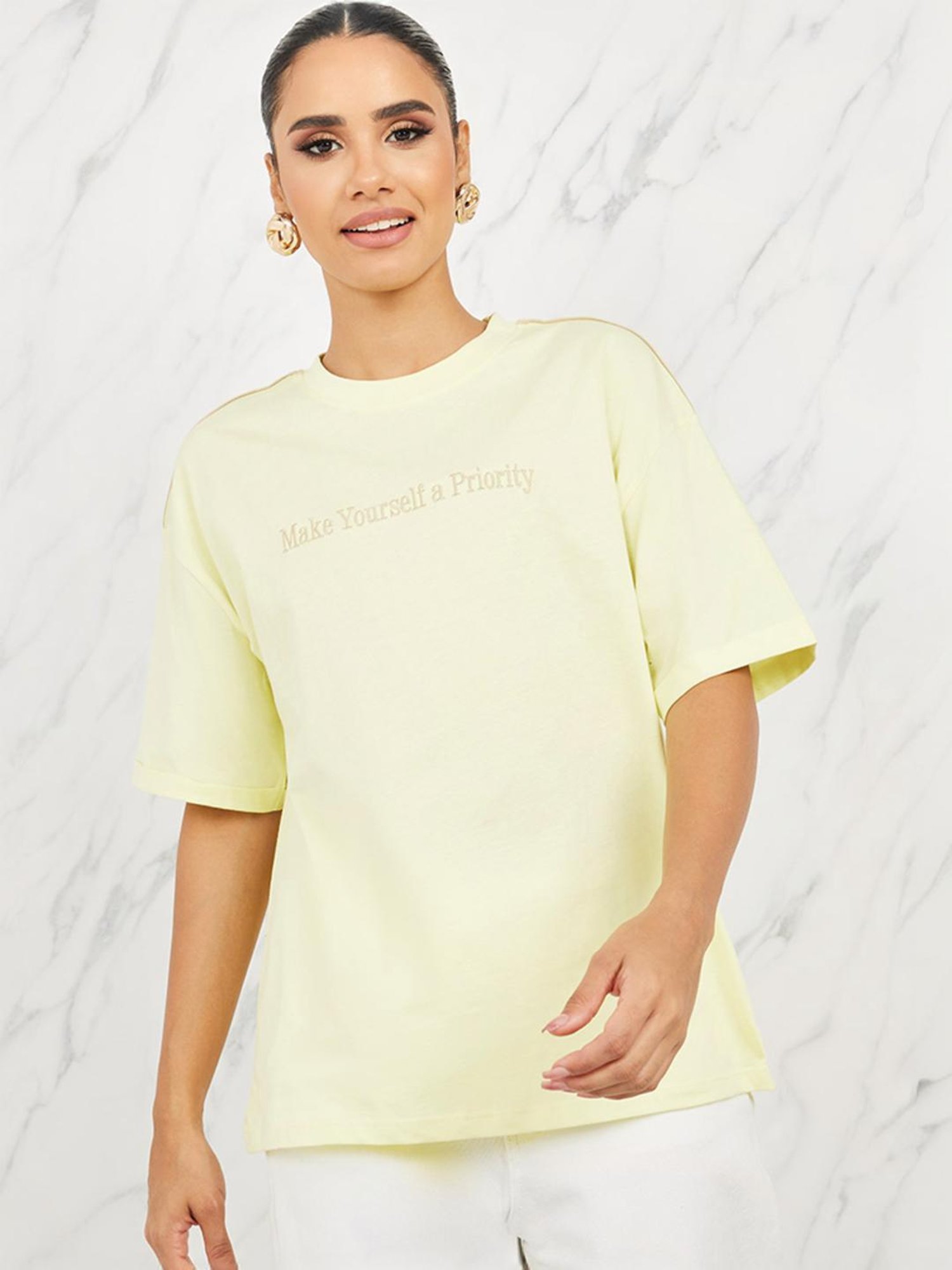 Styli Green Cotton Embroidered T-Shirt