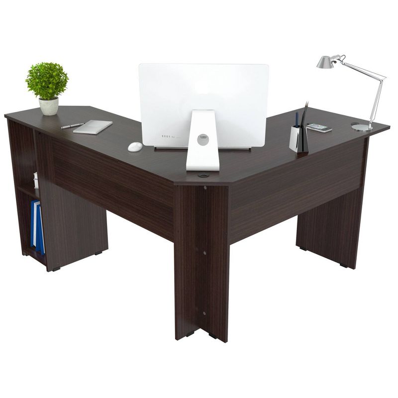 L Shaped Writing Desk Espresso - Inval