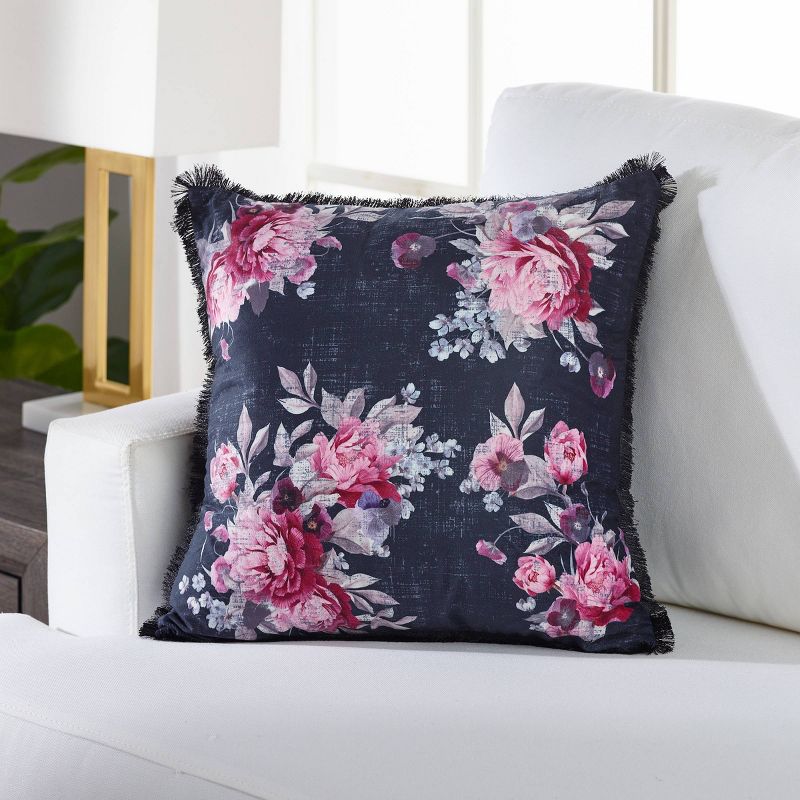 18"x18" Finley Square Throw Pillow Black - Sure Fit