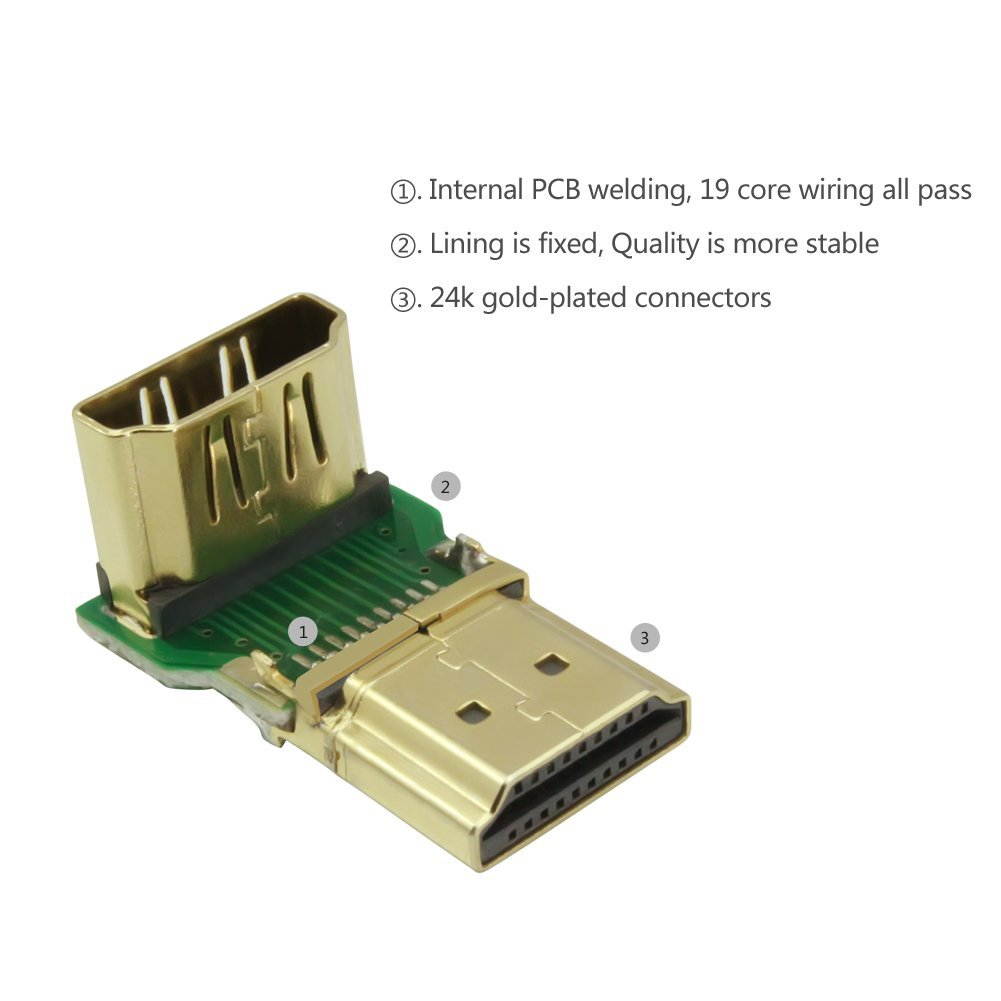 Ugreen High Speed HDMI Port Saver Male to Female Adapter Right Angled 90 Degree +270 degree