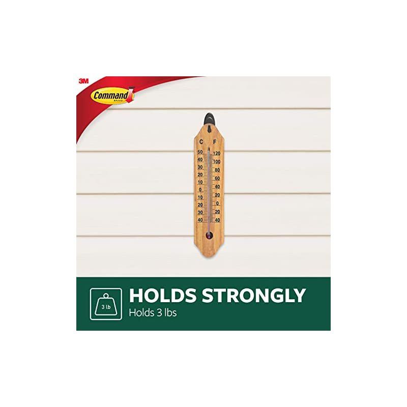 Outdoor Medium Terrace Hooks, Black, 3 lb Capacity, Water-Resistant Strips, 2-Hooks, 4-Strips, Decorate Damage-Free