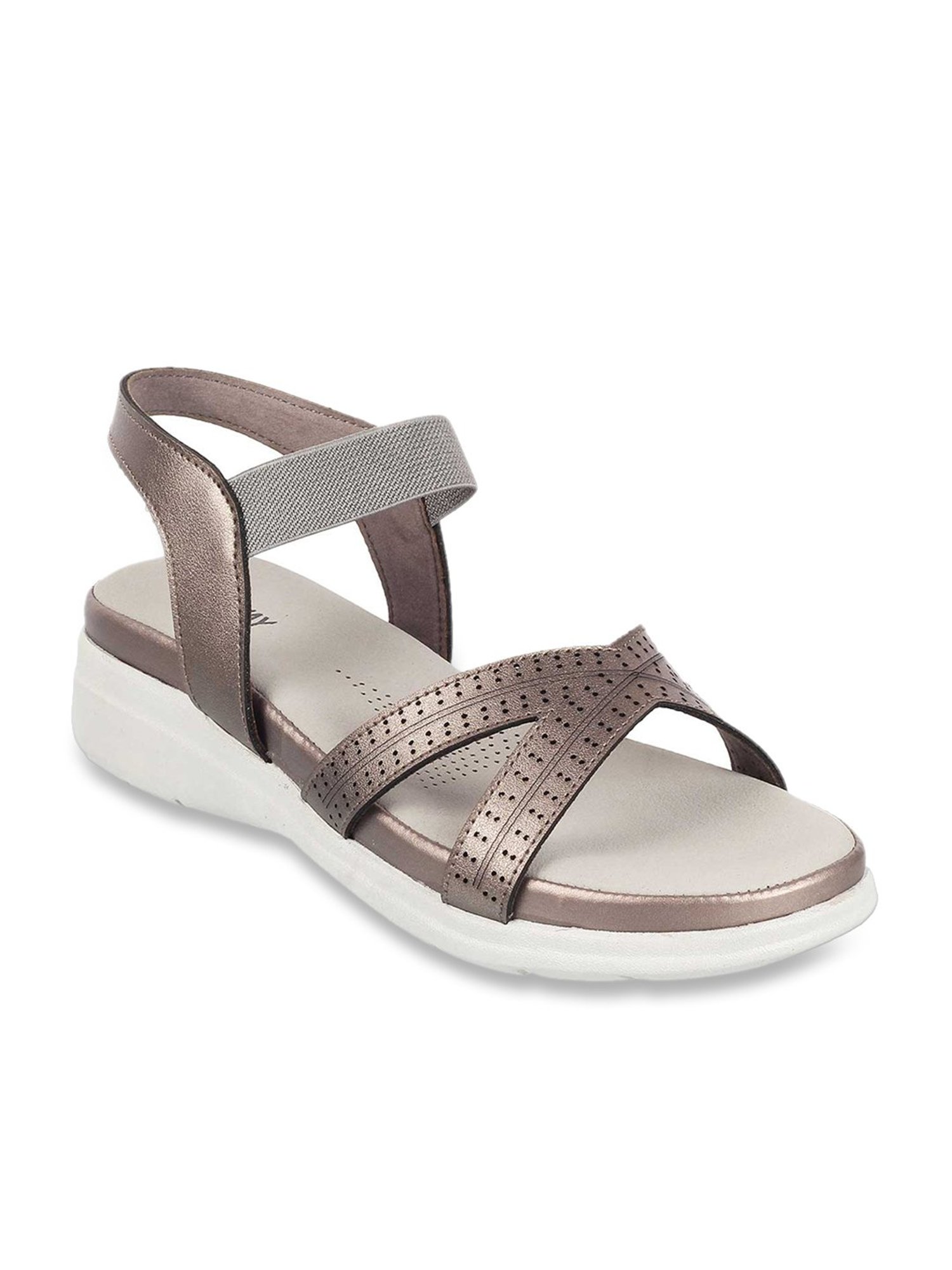 Walkway Women's Pewter Cross Strap Wedges