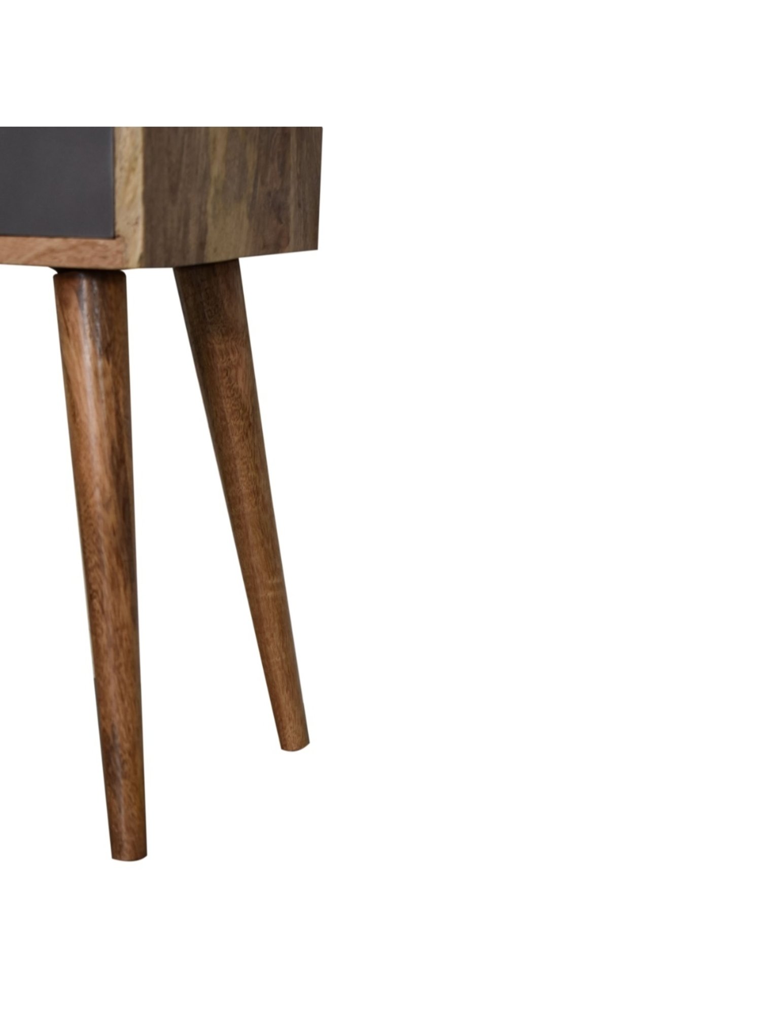 Artisan Furniture Solid Brown Mango Wood Side Table Slate Grey Finish