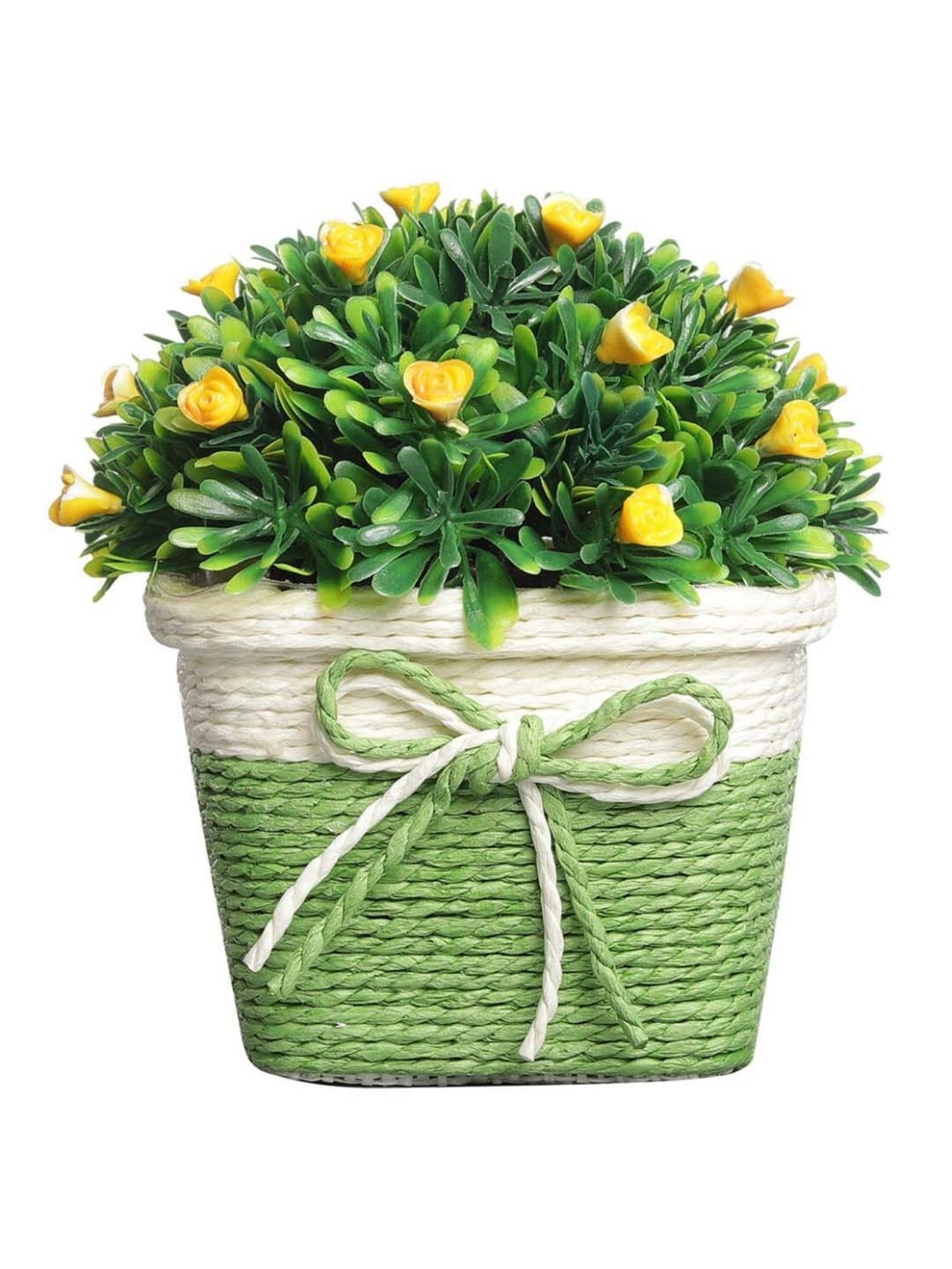 Foliyaj Multicolor Plastic Artificial Flower Plant With Pot - Set of 2