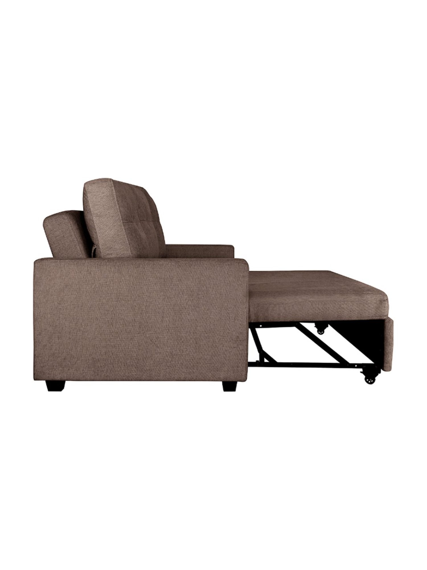 Duroflex Ease Quilted Dark Brown Wood 3 Seater Sofa Cum Bed with Pullout Mechanism