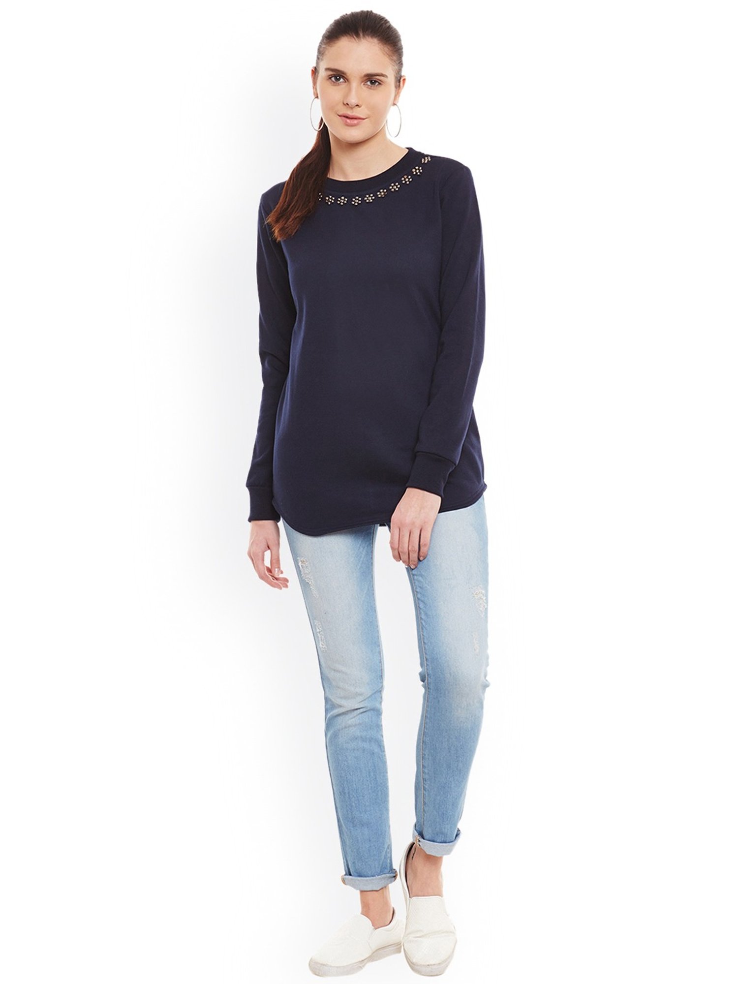 Belle Fille Navy Embellished Sweatshirt