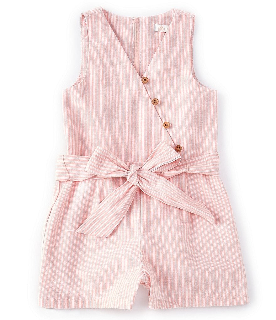 Flapdoodles Little Girls 2T-6X Short-Sleeve Kitty Paperbag-Waist Romper