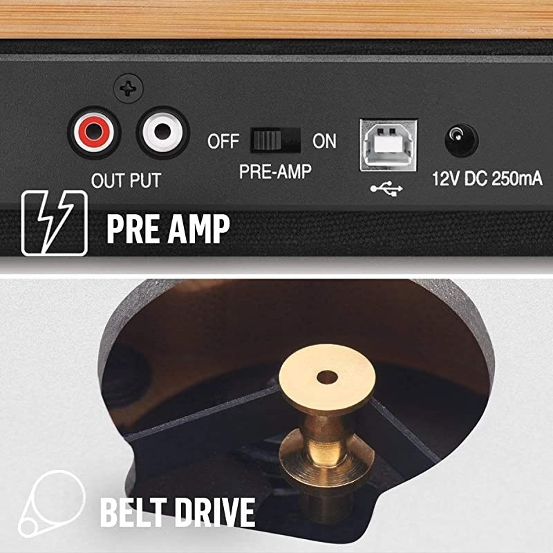 Stir It Up Turntable: Vinyl Record Player with 2 Speed Belt, Built-in Pre-Amp, and Sustainable Materials
