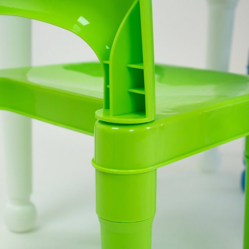 Kids' 2 in 1 Square Activity Table and Chair Set with 100pc Building Blocks White/Green/Blue - Humble Crew