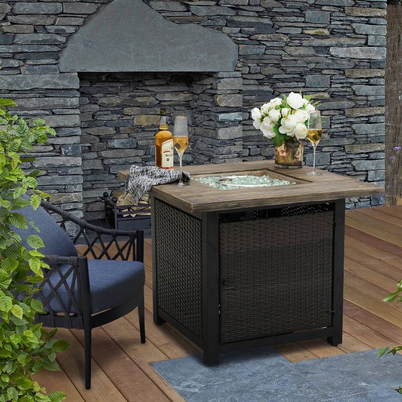 34" Wicker Propane Fire Pit Table - Nuu Garden