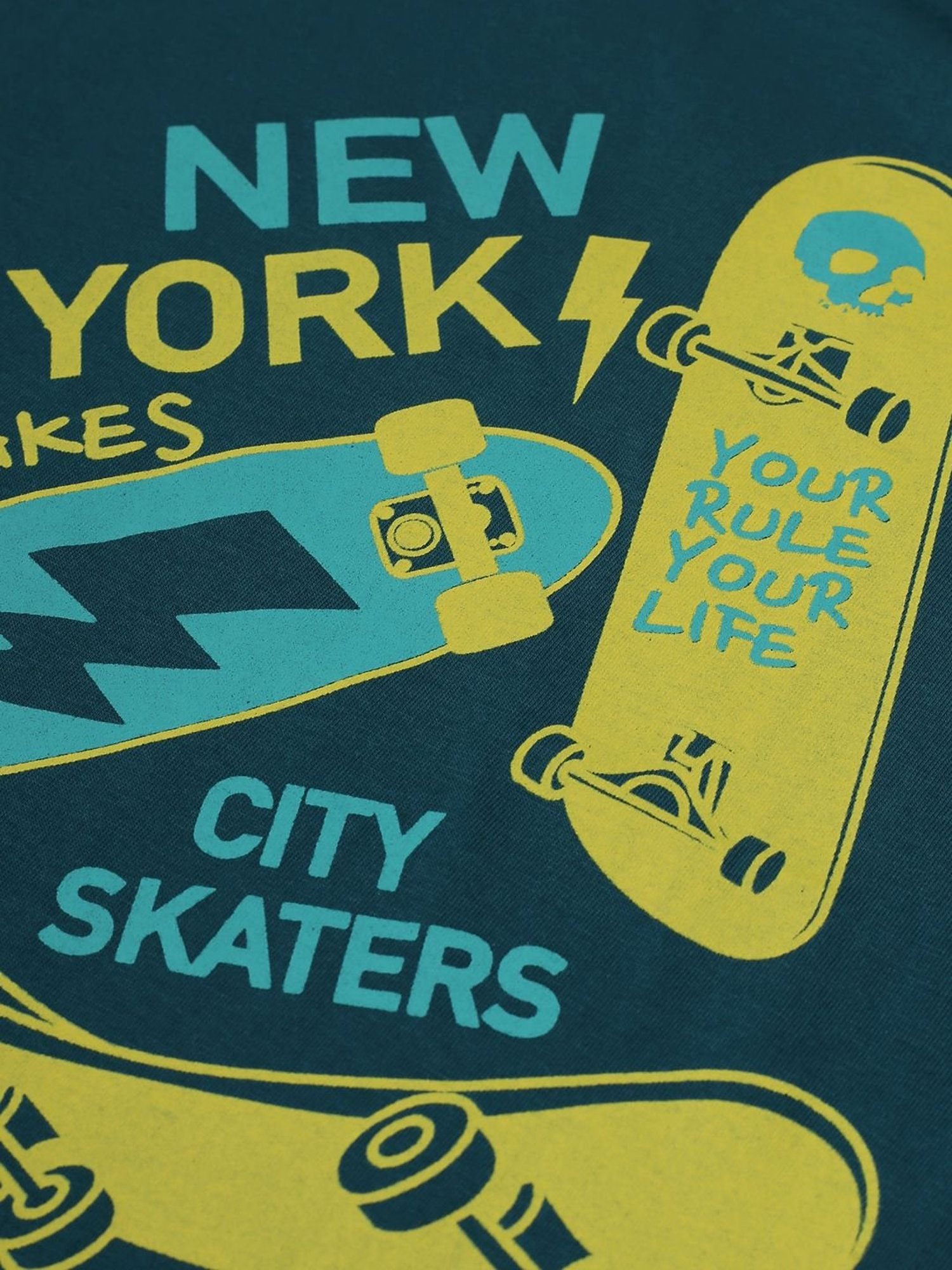 Palm Tree Kids Teal Printed T-Shirt