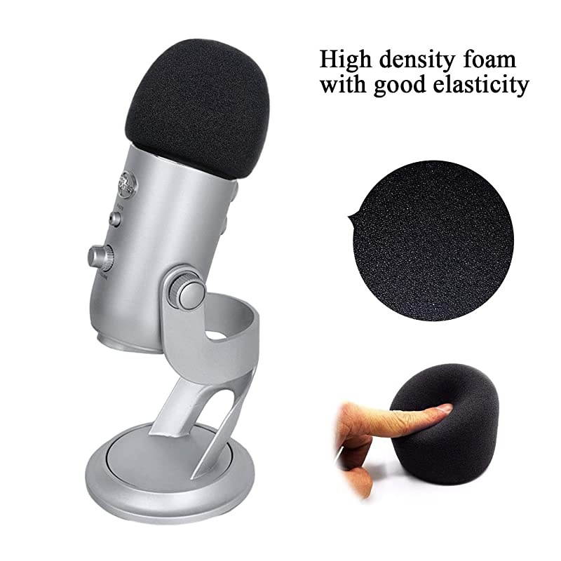 Professional Microphone Furry Windscreen Foam Wind Cover Muff + Pop Filter Shield Dual Layered Noise Reduction Compatible with Mic Blue Yeti Blue Yeti Pro