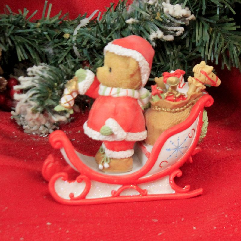 Cherished Teddies 3.75" Morgan Santa Figurine Sleigh  -  Decorative Figurines