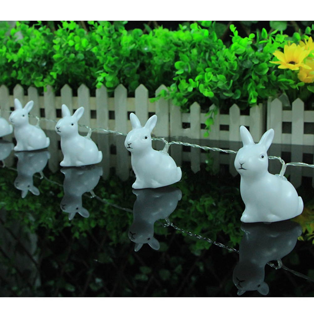Battery Powered 10 LED White Bunny Lights String Party Decorative Rabbit String Lights (Pure White Light)