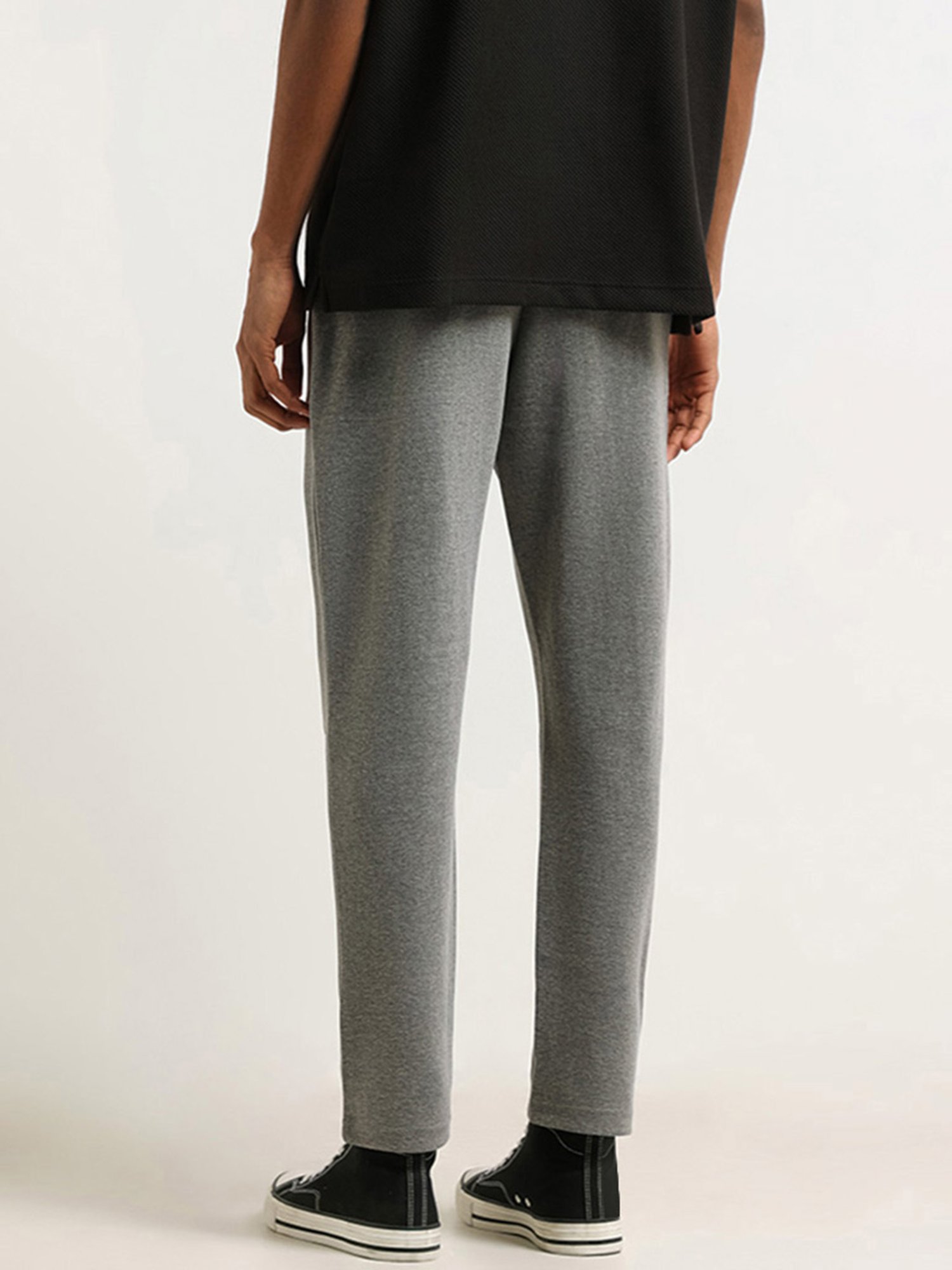 Studiofit by Westside Solid Grey Relaxed-Fit Mid-Rise Track Pants