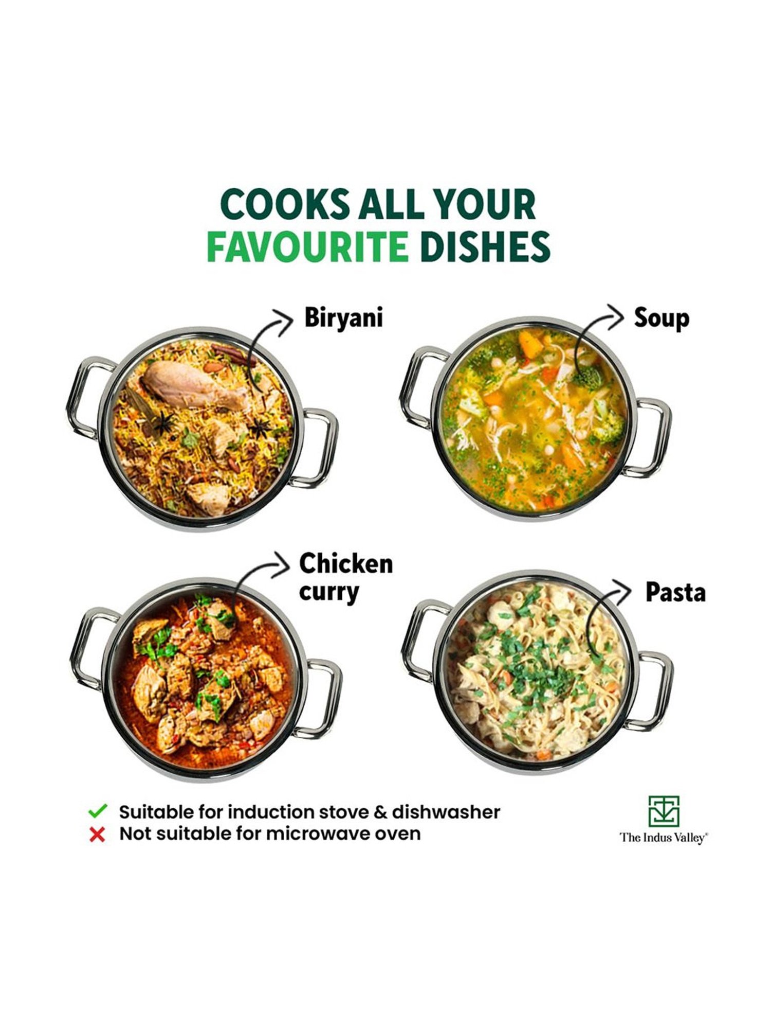 The Indus Valley Silver Stainless Steel Stock Pot with Glass Lid( Dia: 24cm, 4L)