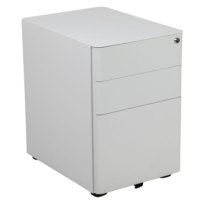 Flash Furniture Work From Home Kit - White Adjustable Computer Desk, LeatherSoft Office Chair and Side Handle Locking Mobile Filing Cabinet