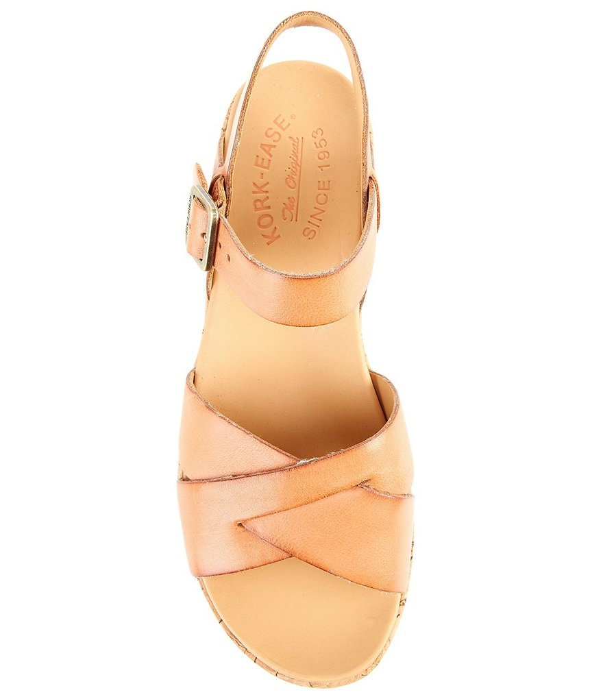 Kork-Ease Myrna Ankle Strap Banded Leather & Cork Wedge Sandals