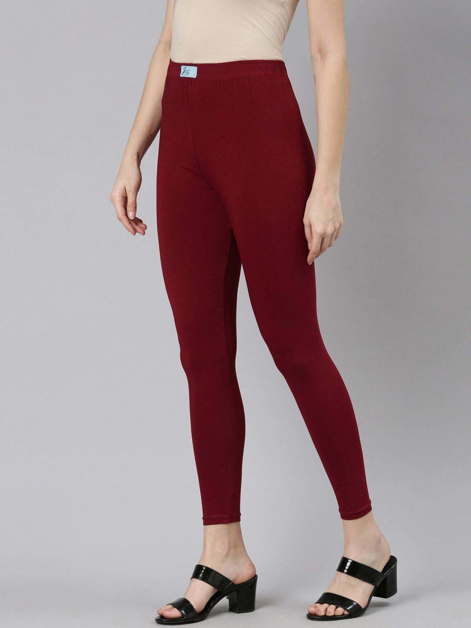 JCSS Brown & Maroon Cotton Leggings - Pack Of 2