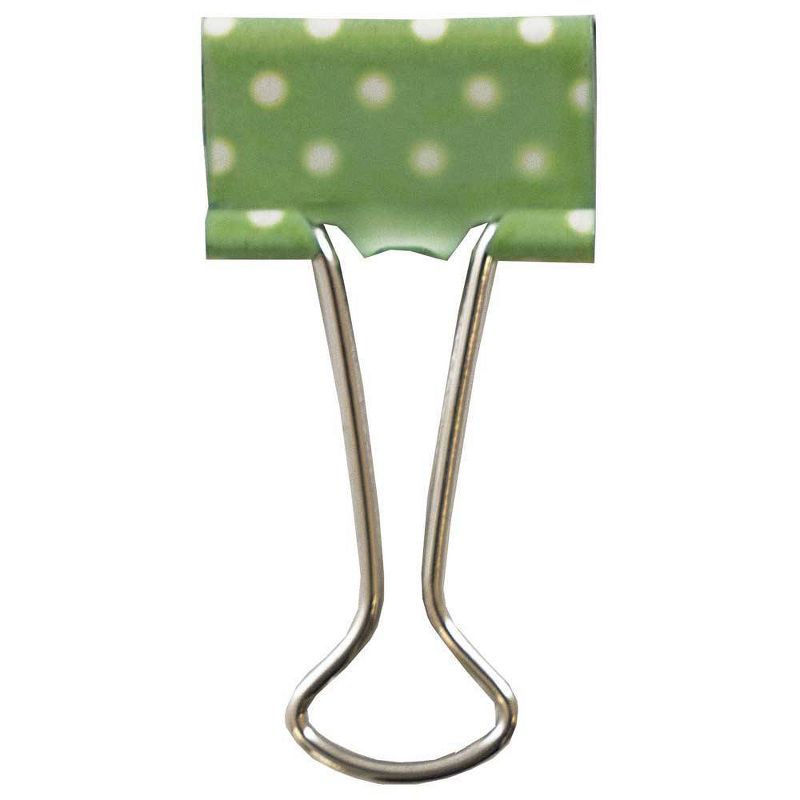 JAM Paper 10pk 19mm Binder Clips - Small Paper Clamp; Green and White Polka Dots & Dark Brown Damask Binderclips