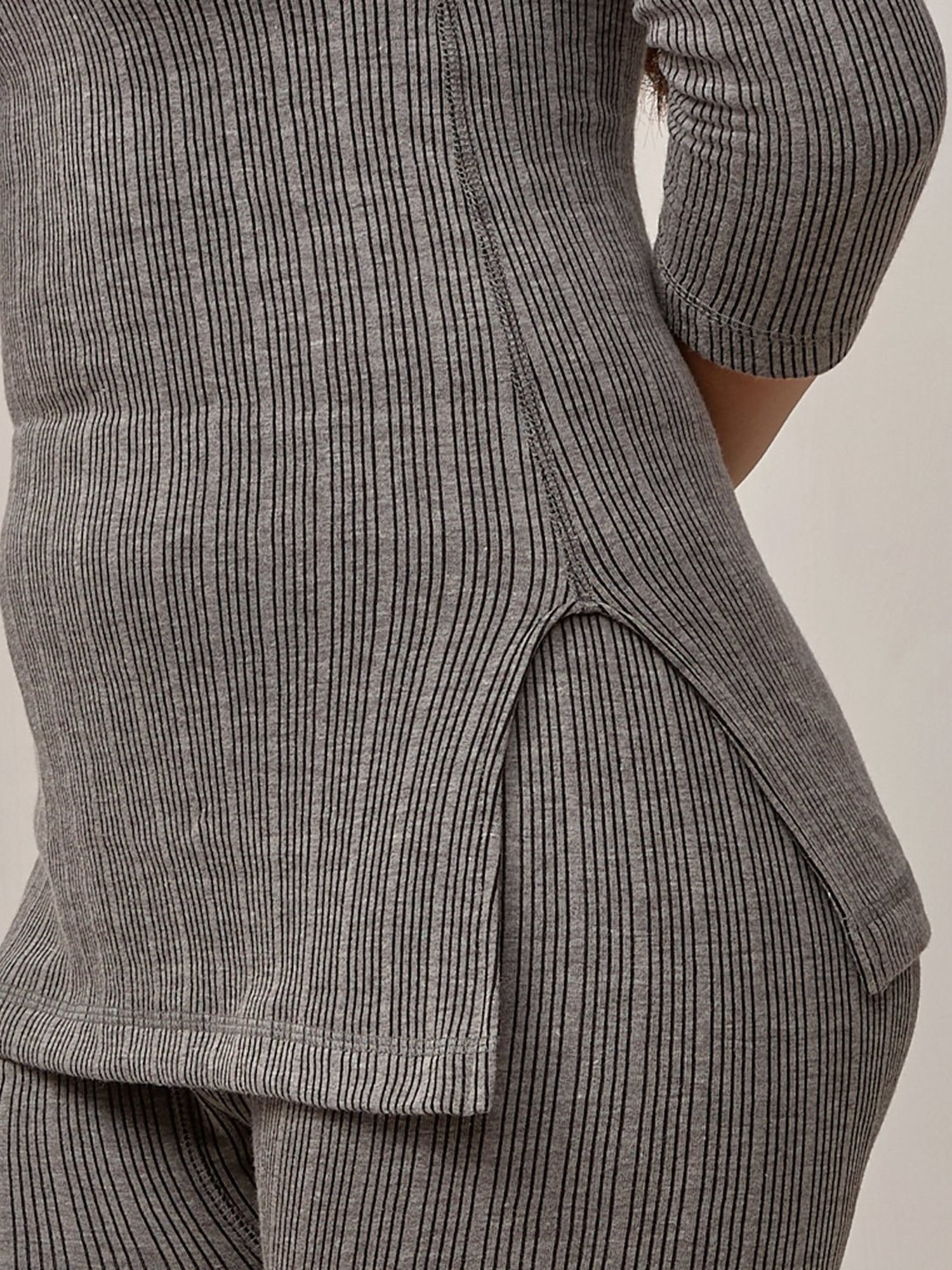 LUX Inferno Grey Striped Thermal T-Shirt - Pack Of 2