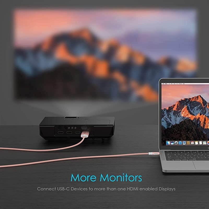 6FT USB C to HDMI 20 Cable Adapter 4K60Hz Compatible 20202016 MacBook Pro 131516 New iPad ProMac AirSurface Chromebook Samsung S20S10S9S8PlusNote More CBCU707 Rose Gold