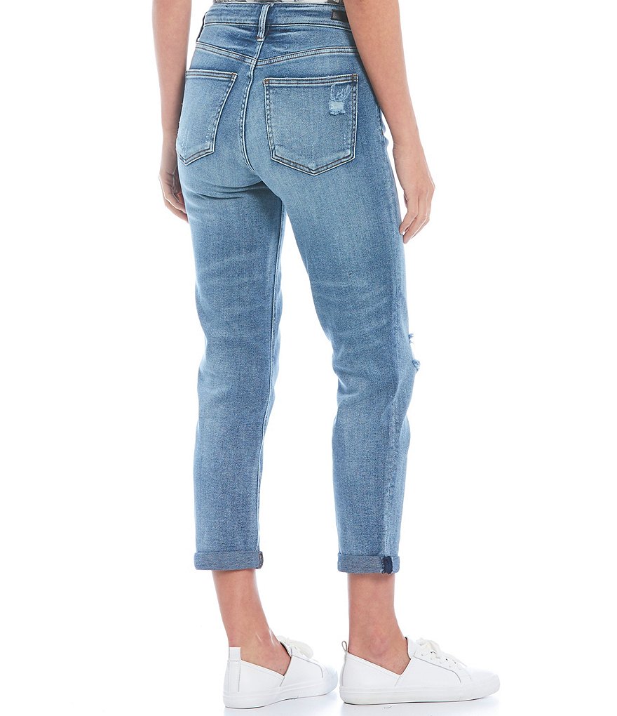 KUT from the Kloth Rachael High Rise Fab Ab Fit Technique Destructed Detail Double Roll Hem Jeans