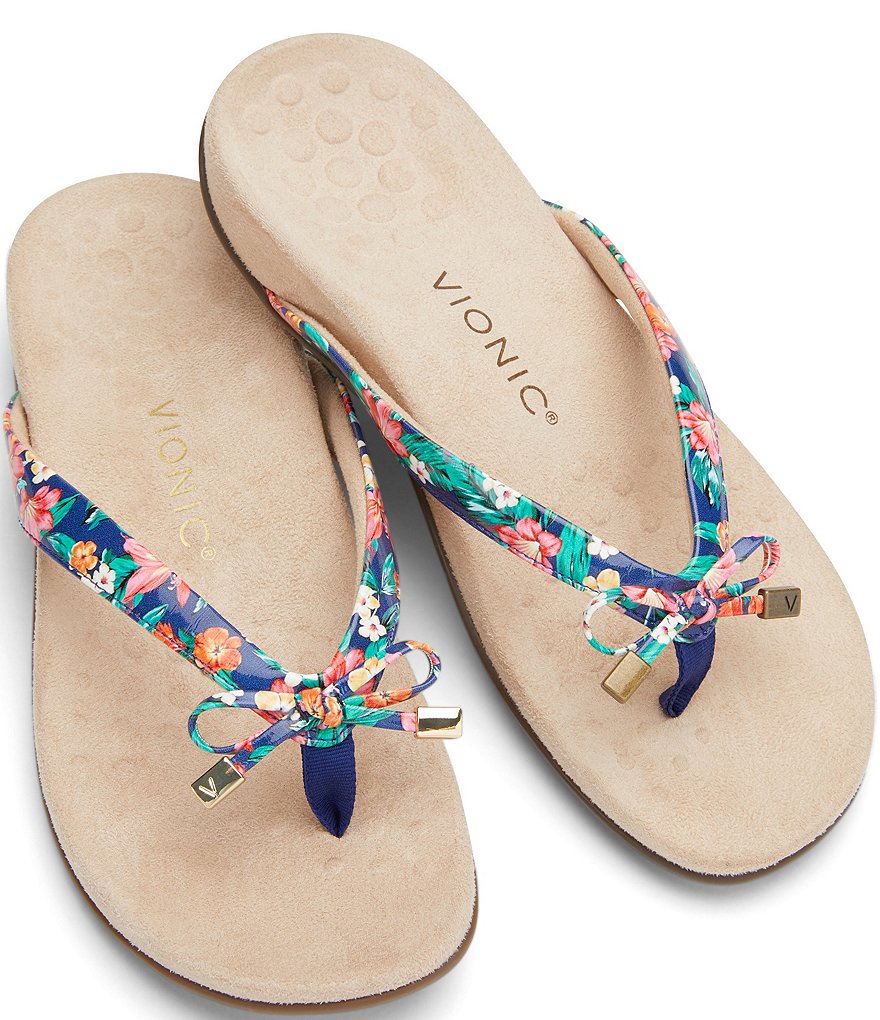 Vionic Bella II Floral Bow Detail Flip-Flops