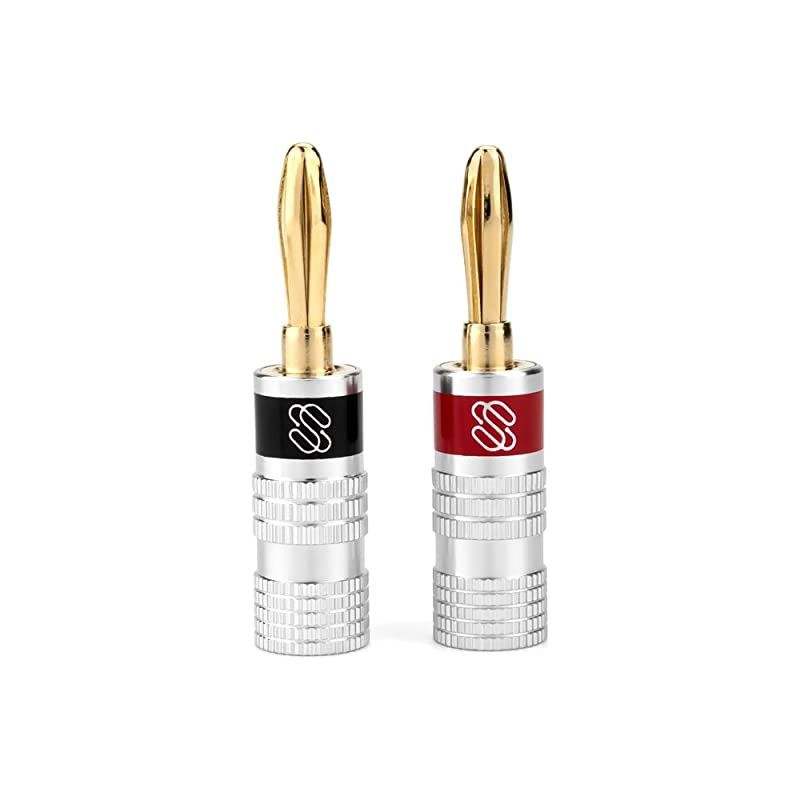Silverback Banana Plugs, 24k Gold Dual Screw Lock Speaker Connector, 12 Pairs