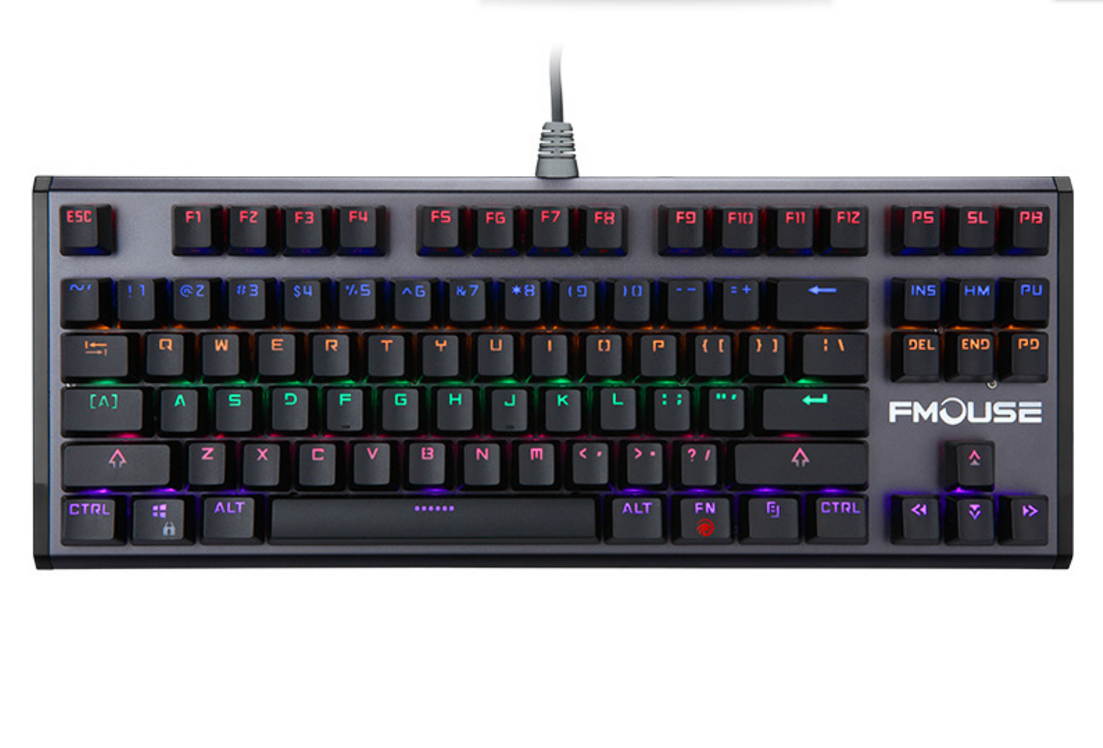 FMOUSE K902 Multicolor Backlit 87 Keys Green axis Mechanical Gaming Keyboard with Blue Switches (Rose Gold)