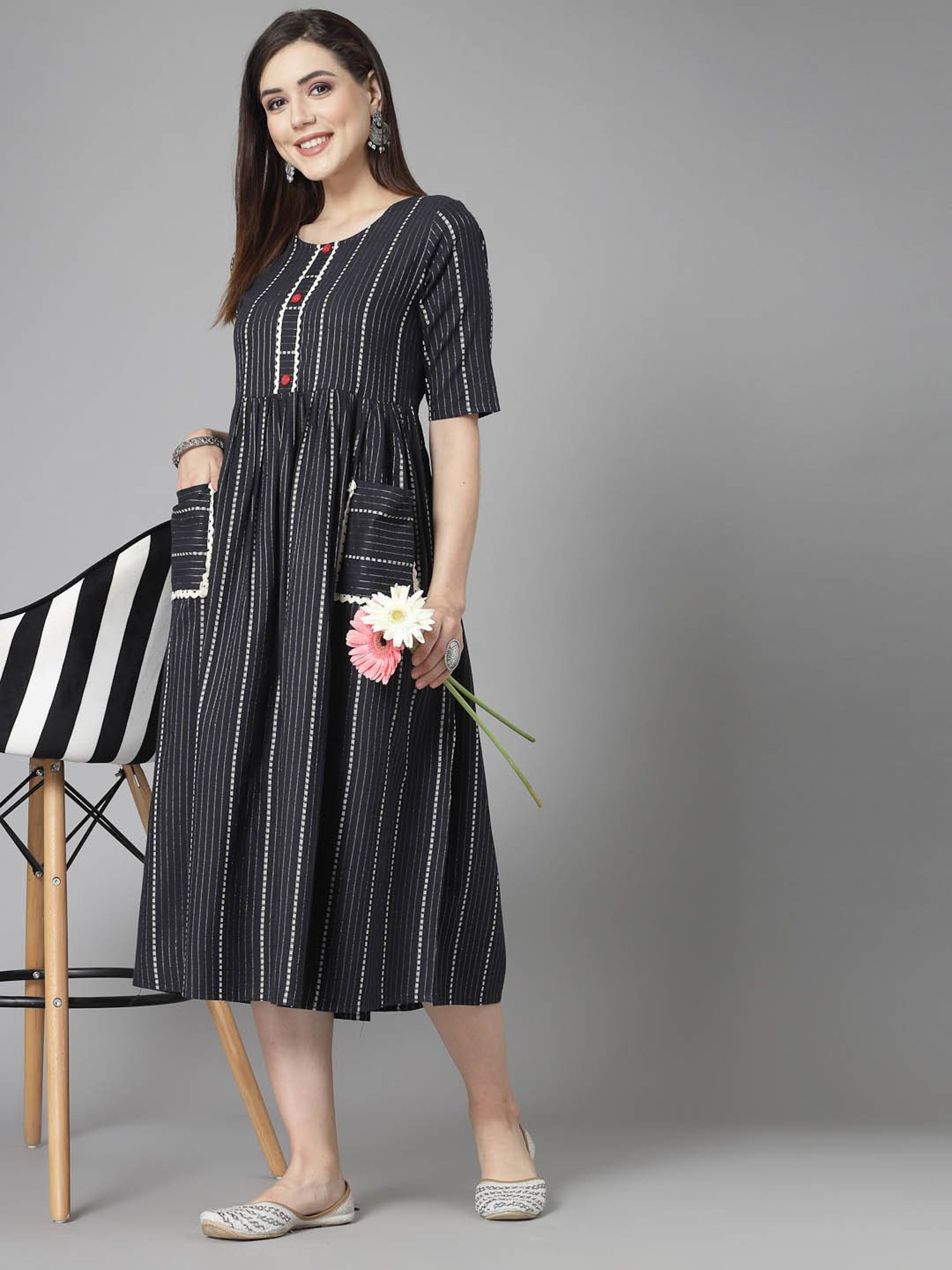 Stylum Black Striped Dress